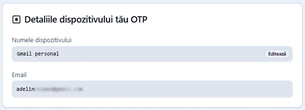 Configurare dispozitiv OTP în Doxera