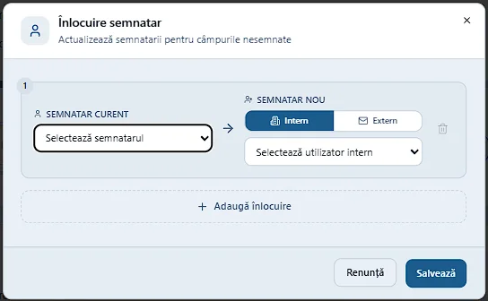 Înlocuire semnatar într-un flux Doxera
