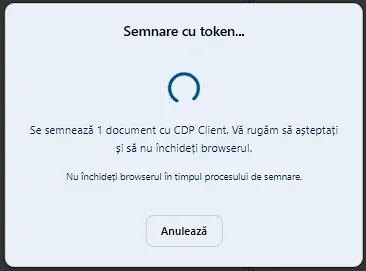 Proces de semnare cu token criptografic în Doxera