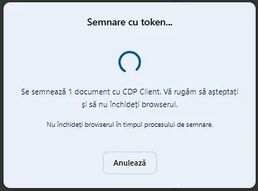 Proces de semnare cu token criptografic în Doxera